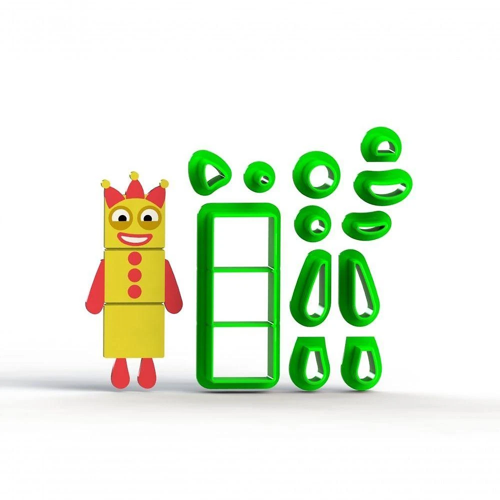 Cortador Numberblocks Número 3 para Pasta Americana Plástico PLA 5CM HB Formas