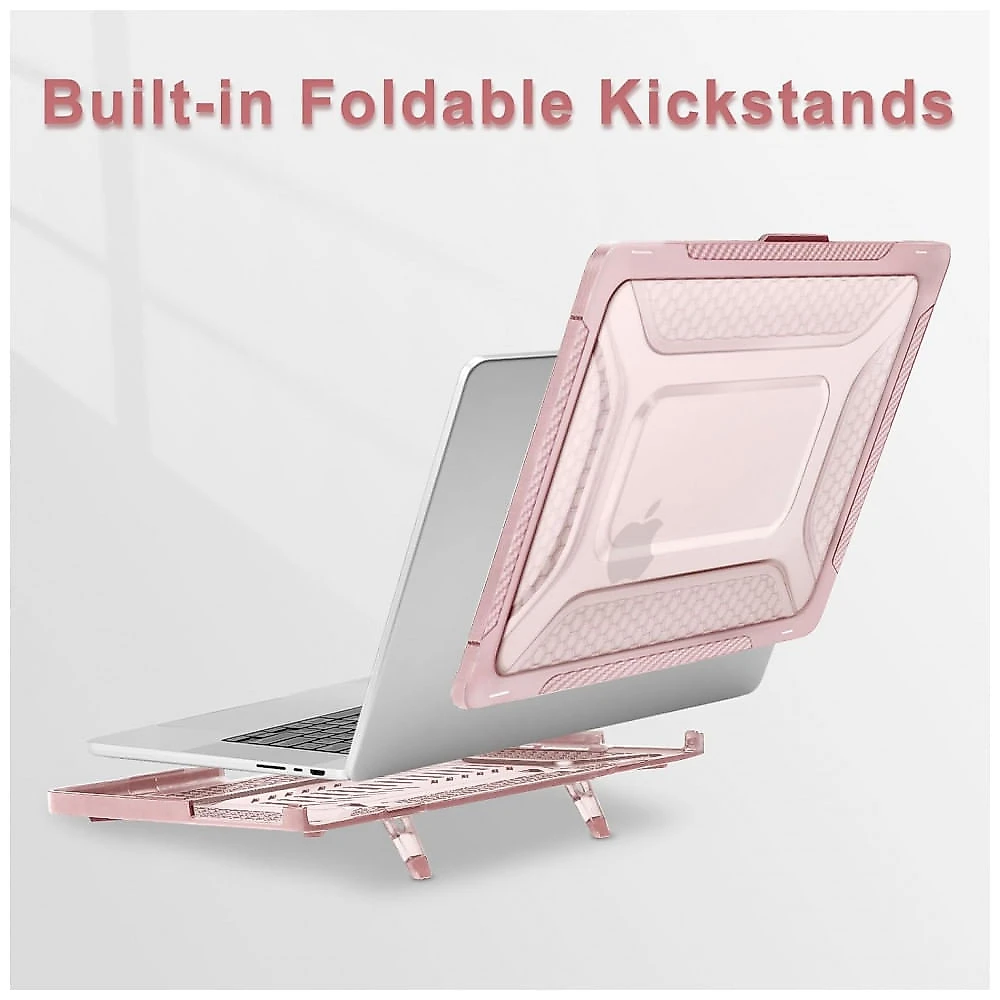 MOSISO Capa Rígida Honeycomb para MacBook Pro 16" 2021-2025 M1/M2/M3/M4 Pro/Max com Suporte Dobrável e Capa de Teclado, Rosa