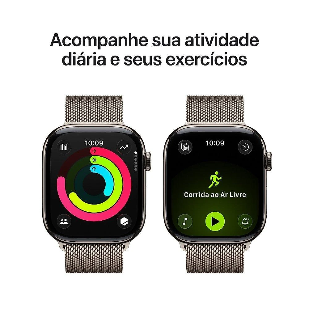 Apple Watch Series 11 GPS + Cellular, Caixa Natural de Titânio de 46 mm, Pulseira Natural Estilo Milanês, Tamanho M/G - MFD04AM/A