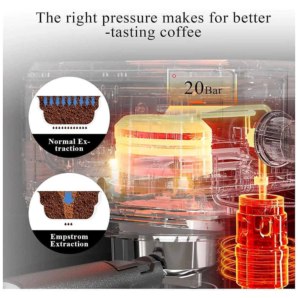 Máquina de Café Expresso Profissional 20 Bar com Bocal de Leite, Função Desligamento Automático e Tanque de Água Remov...