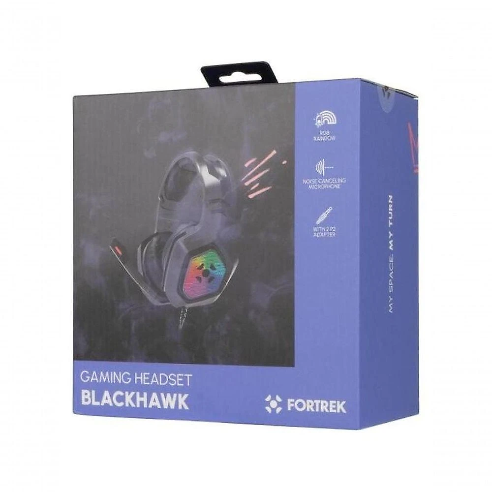 Headset Gamer Fortrek Black Hawk P2 + Usb Rgb Preto