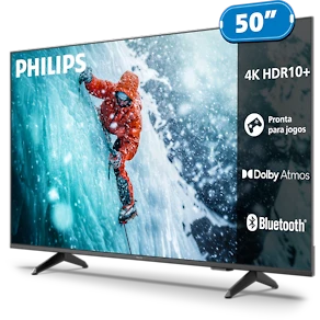 Miniatura Smart TV 50" 4K Philips 50PUG7300/78 UHD Titan OS Pixel Precise Comando de Voz Preta