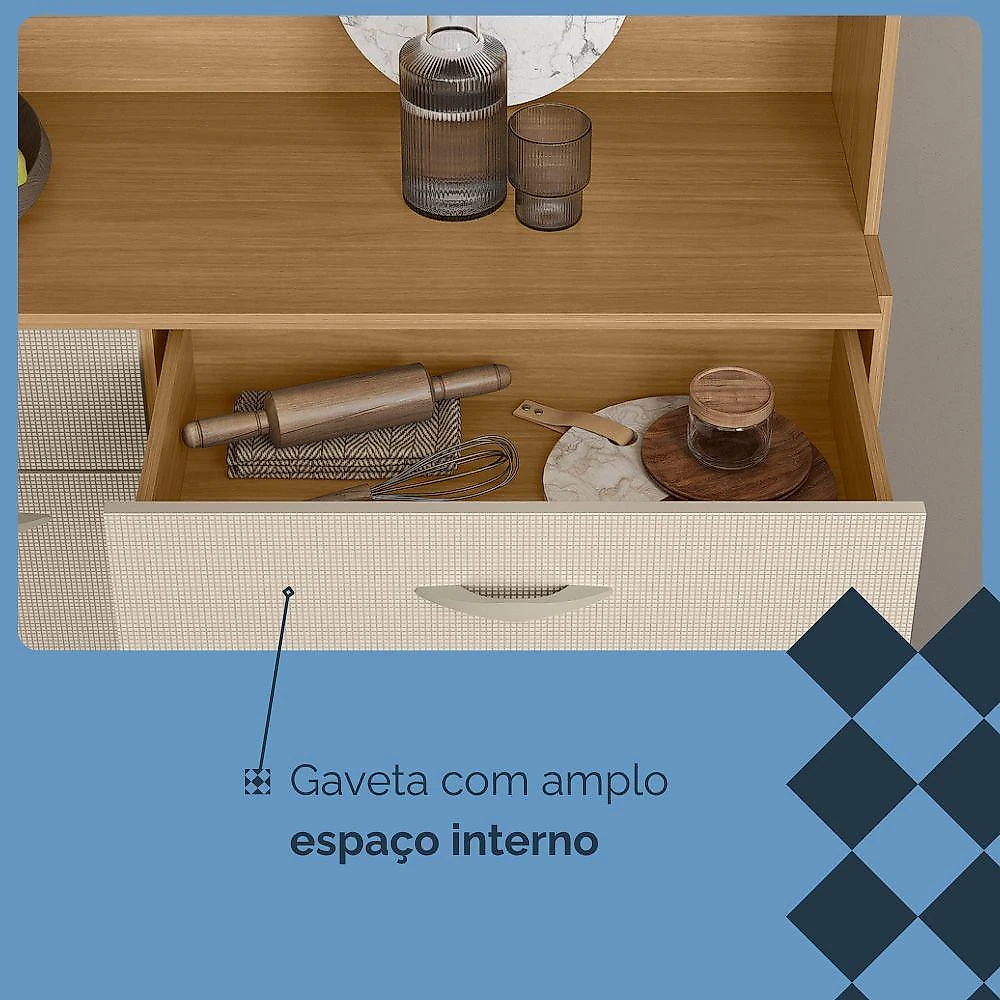Armário De Cozinha 6 Portas 1 Gaveta Golden - Ssx Multicoisas Freijo-soft