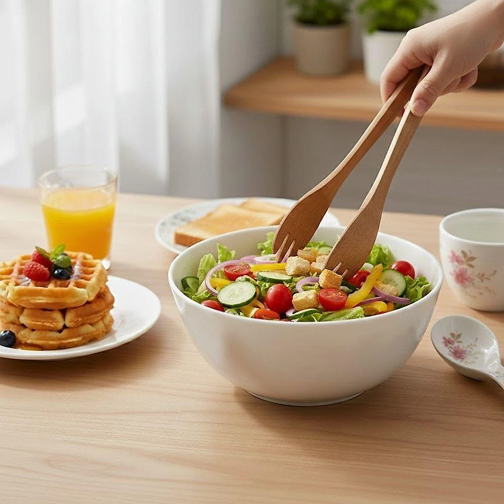 Jogo de Tigelas Flowers Bord Vidro Opalino 1400ml para Salada e Sobremesa Branco com Detalhes Rosas webcontinental-7893015511493