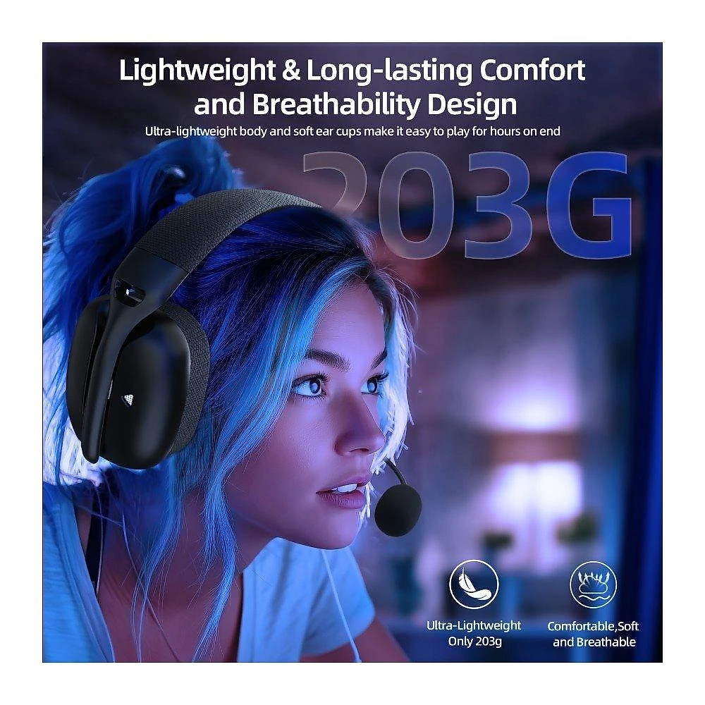 Headset Gamer Sem Fio Attack Shark L80 Pro, Bluetooth, Som Surround 7.1, Preto - L80PRO