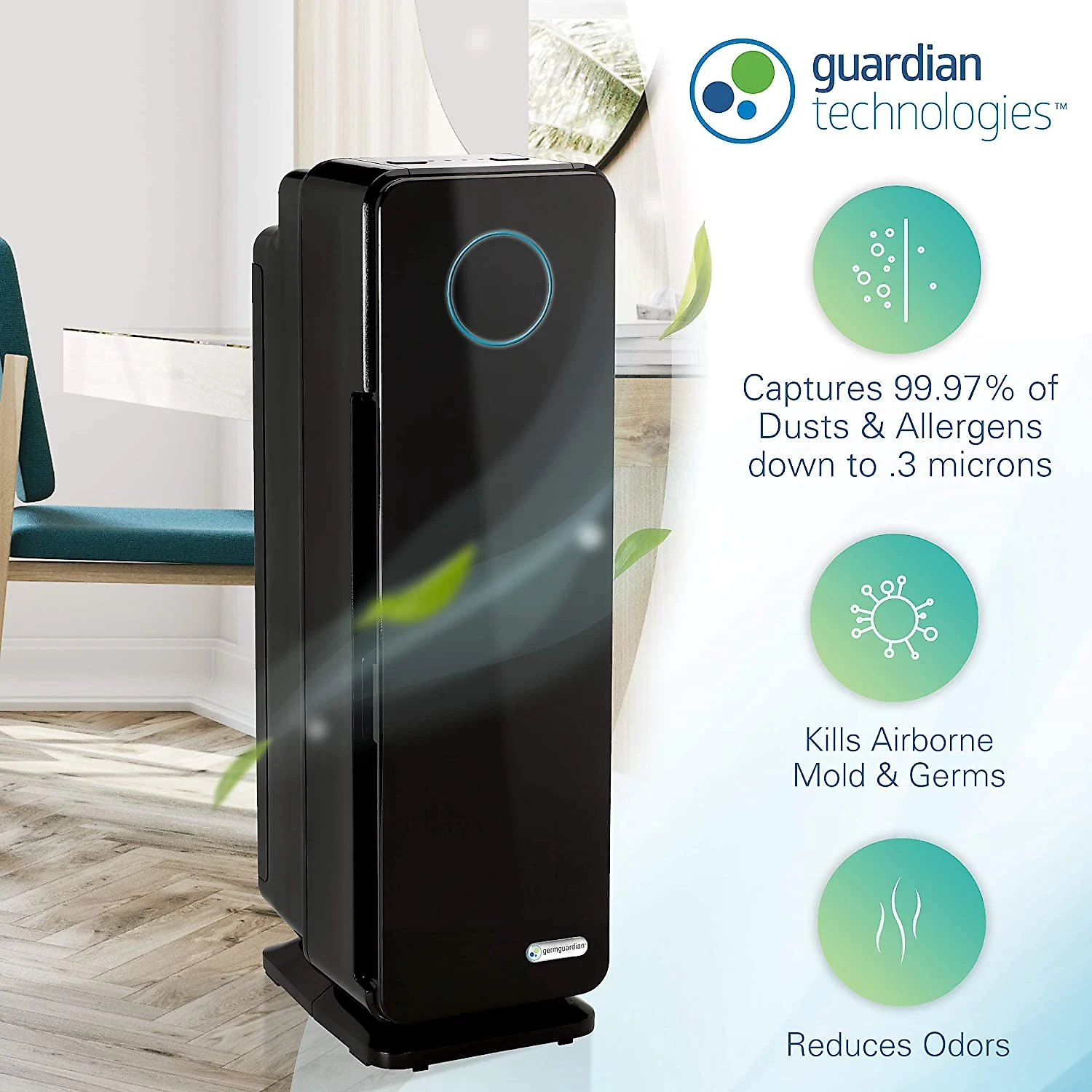 Esterilizador de Ar Germ Guardian AC4300BPTCA Filtro HEPA VírusBactérias Preto 110V
