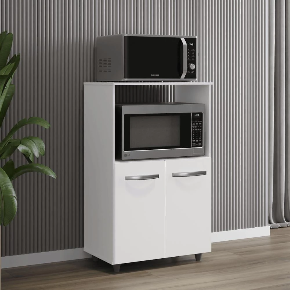 Armário Vertical Multiuso 2 Portas sem Gavetas MDP 60CM Branco Mais de Casa