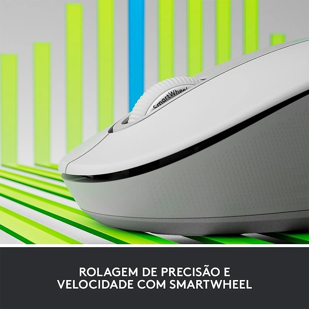 Mouse Sem Fio Logitech Signature M650, 2000 DPI, Compacto, 5 Botões, Silencioso, Bluetooth, USB, Branco - 910-006252