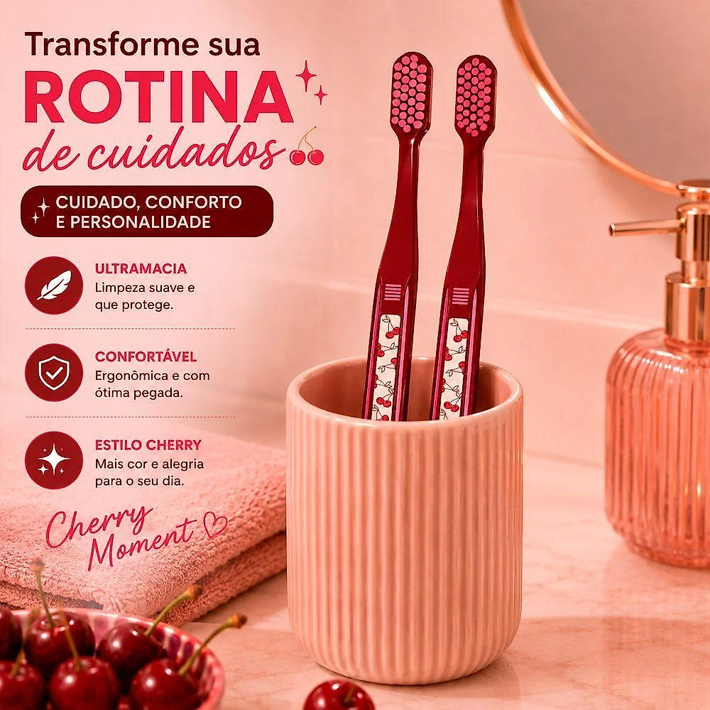 Escova de Dente Dentalclean 4368 Cerdas Dental Cereja Cherry Moment Pack com Cerdas Ultra Macias 6