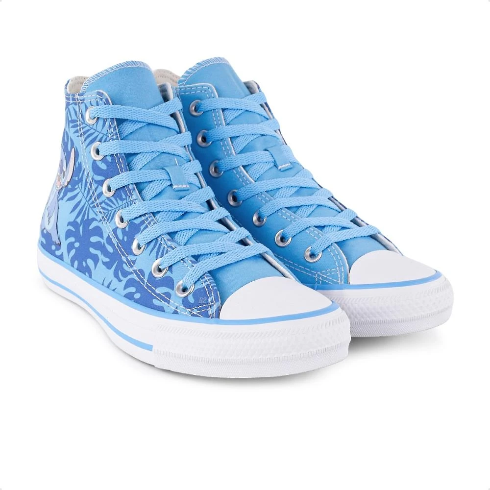 Miniatura Tênis Converse X Disney Stitch Chuck Taylor All Star Feminino Azul Claro / Branco - 33