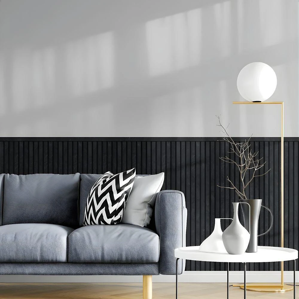 Painel Ripado Autocolante Eva Laminado 10cm 5 Metros Preto Meu Rodapé