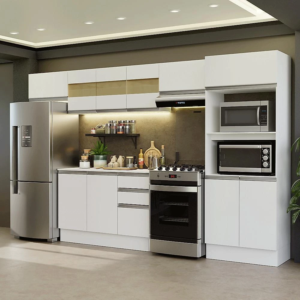 Armário de cozinha completa 100% mdf 310 cm branco smart 01 xa