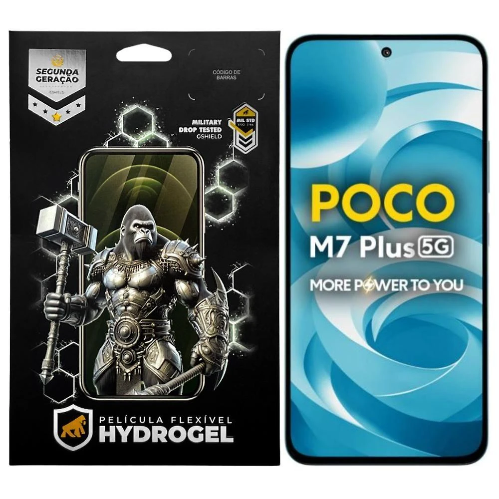 Película Gshield Hydrogel Hd para Xiaomi Poco M7 Plus com Revestimento Oleofóbico e Transparência HD