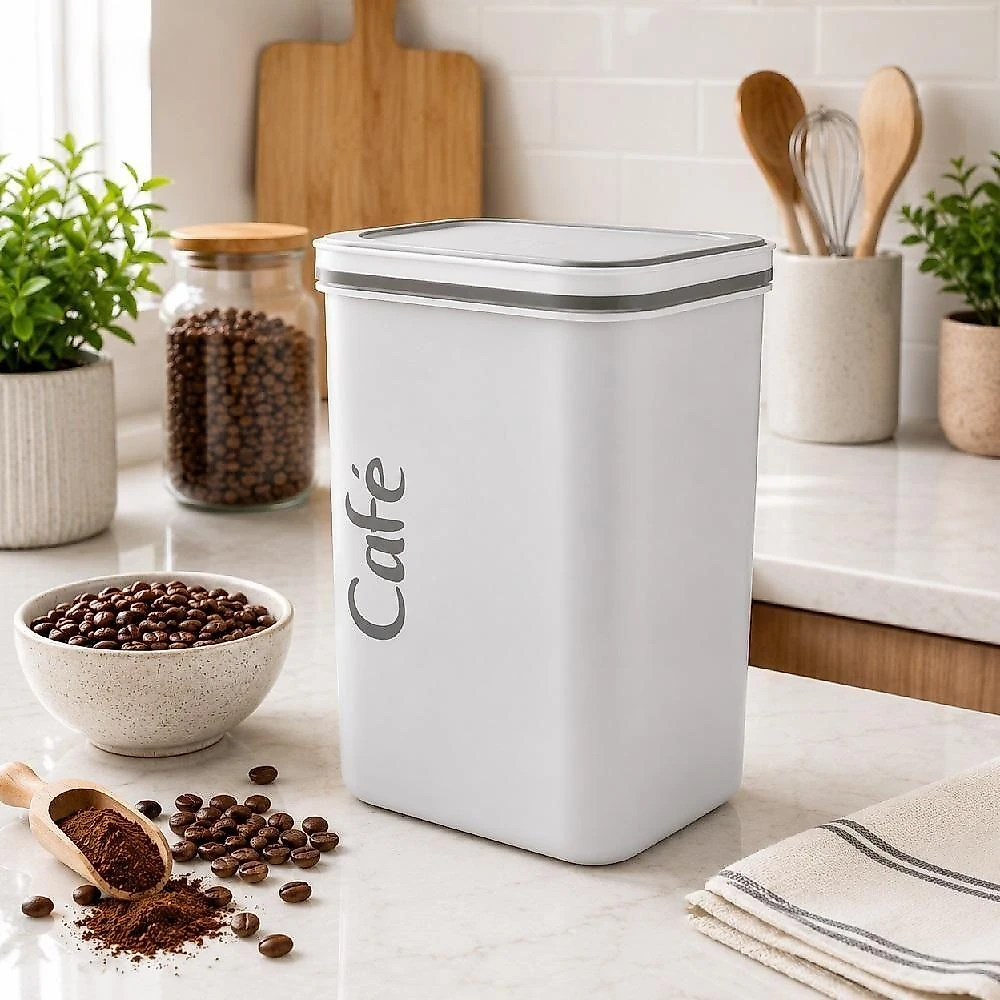 Pote Hermético para Mantimentos Quadrado Vedação Hermética Plástico BPA Free Cozinha Cinza 2L Kangur