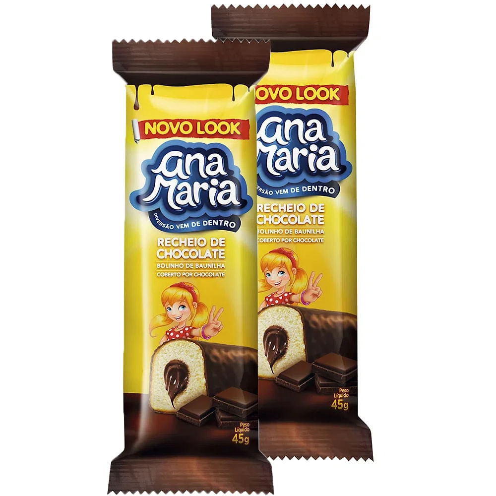 Bolinho Ana Maria Cobertura de Chocolate com 45g | Kit com duas unidades