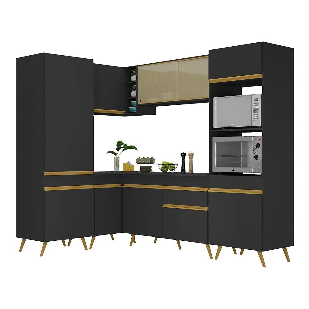 Armário De Cozinha Completa De Canto Multimóveis V249 Dourado