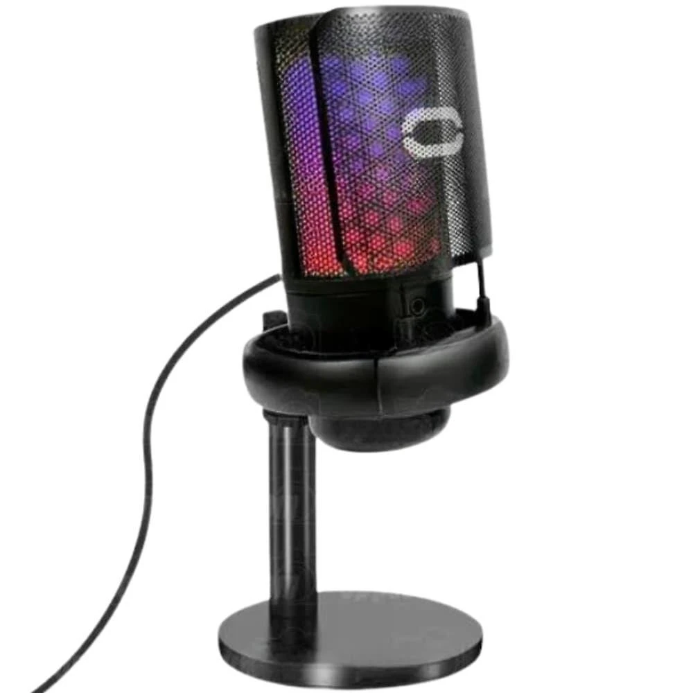 Microfone Condensador USB Gamer Utimix MT1060R para PC RGB Plug And Play Preto