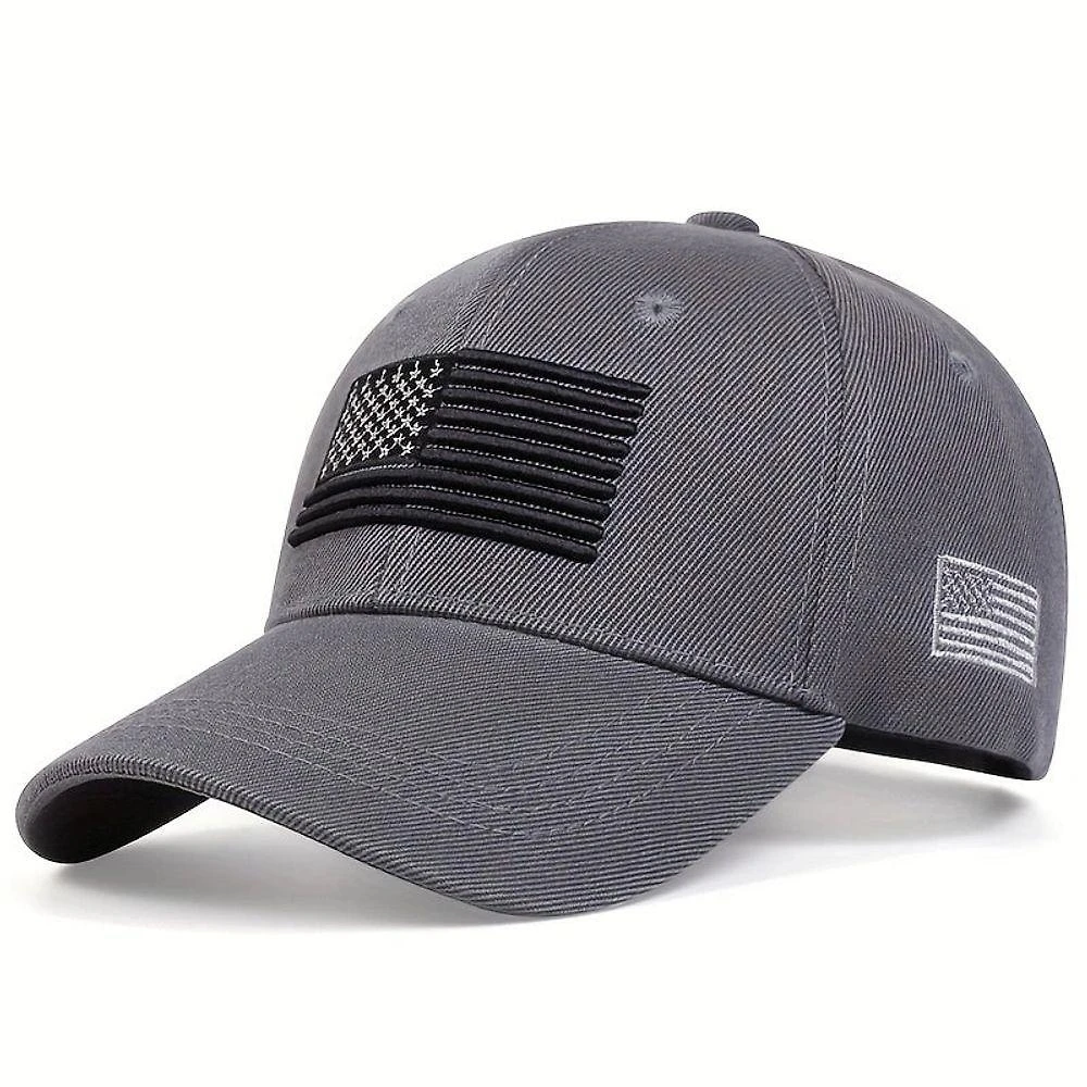 Boné Casual Ajustável Com Bandeira Americana Para Homens, Ideal Para Primavera/outono/inverno Cinza