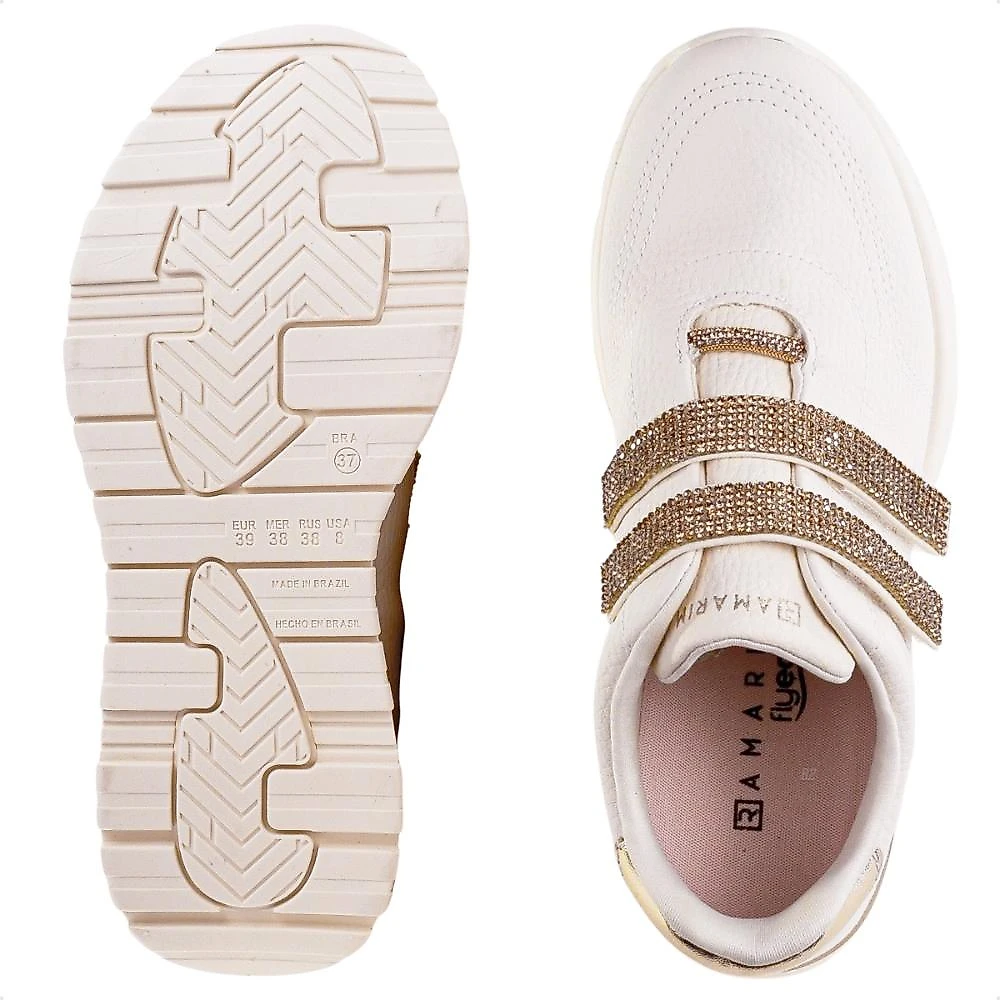 Tênis Ramarim Jogging Feminino Bege / Dourado - 35