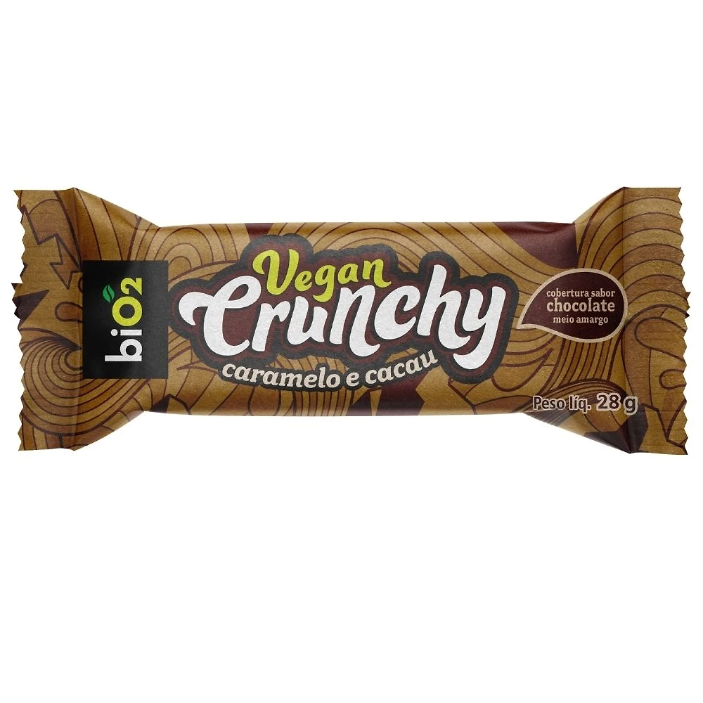 Barra de Cereal Bio2 Crunchy Vegan Caramelo e Cacau 28G