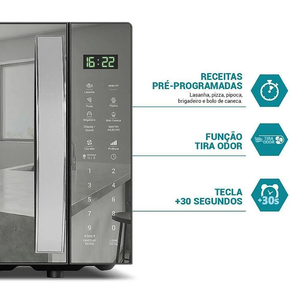 Micro-ondas de Bancada Philco Pmo31s 28L 1100W Tira Odor Prata 110V