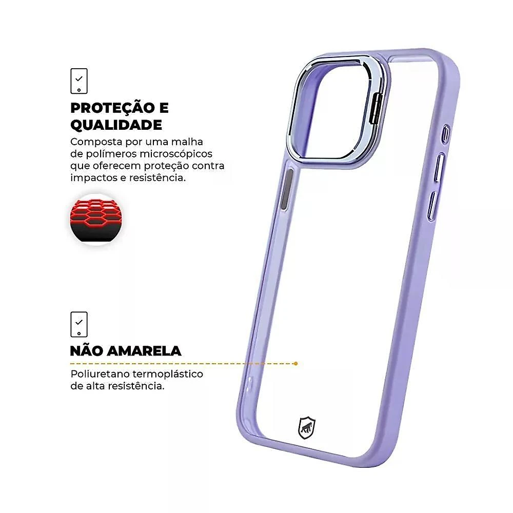 Kit Capa e Película Gshield Gravity para Iphone 15 Pro Max com Proteção Contra Impactos Lilás 1