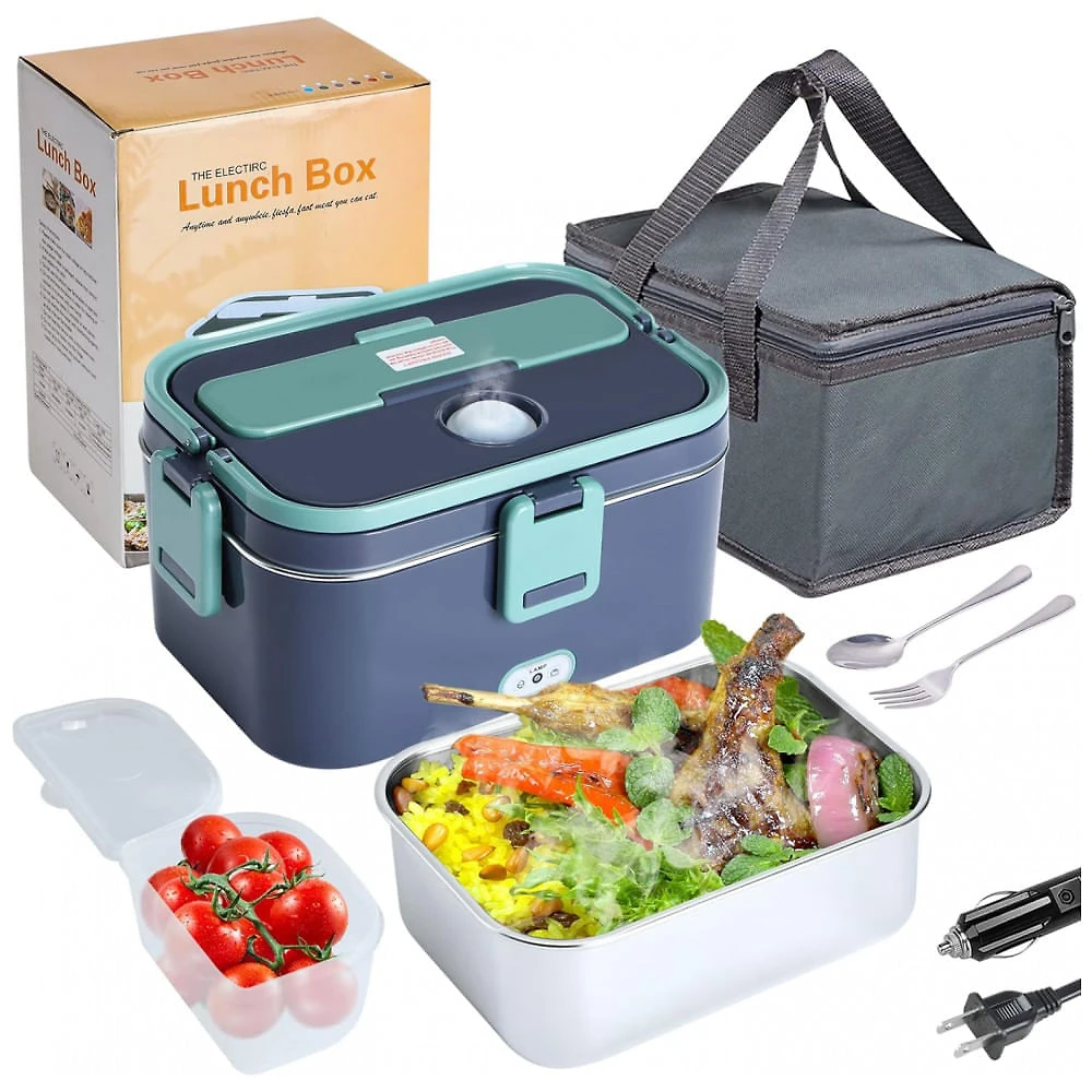 Marmita Elétrica Portátil 1,8L com Recipiente de Aço Inoxidável, 12V 110V 60W, Dupasu, Verde e Azul