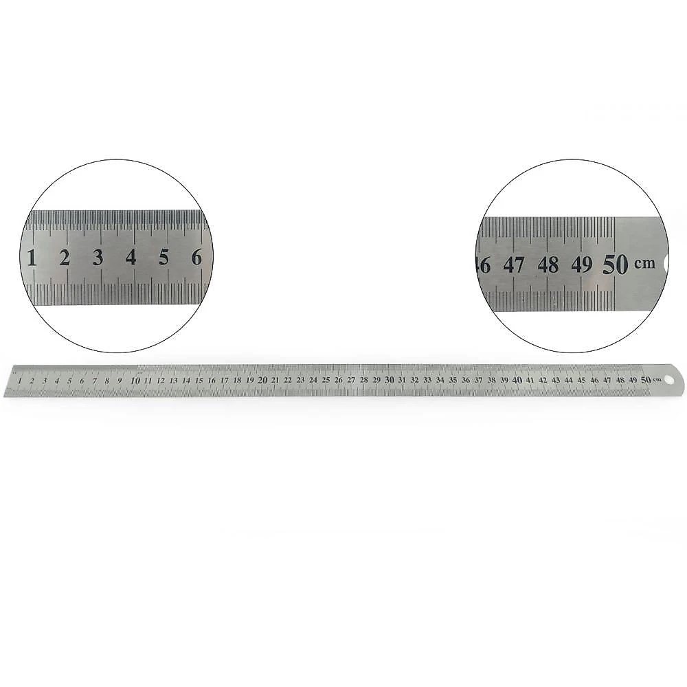 Régua Escolar Metal Aço Inox 50cm
