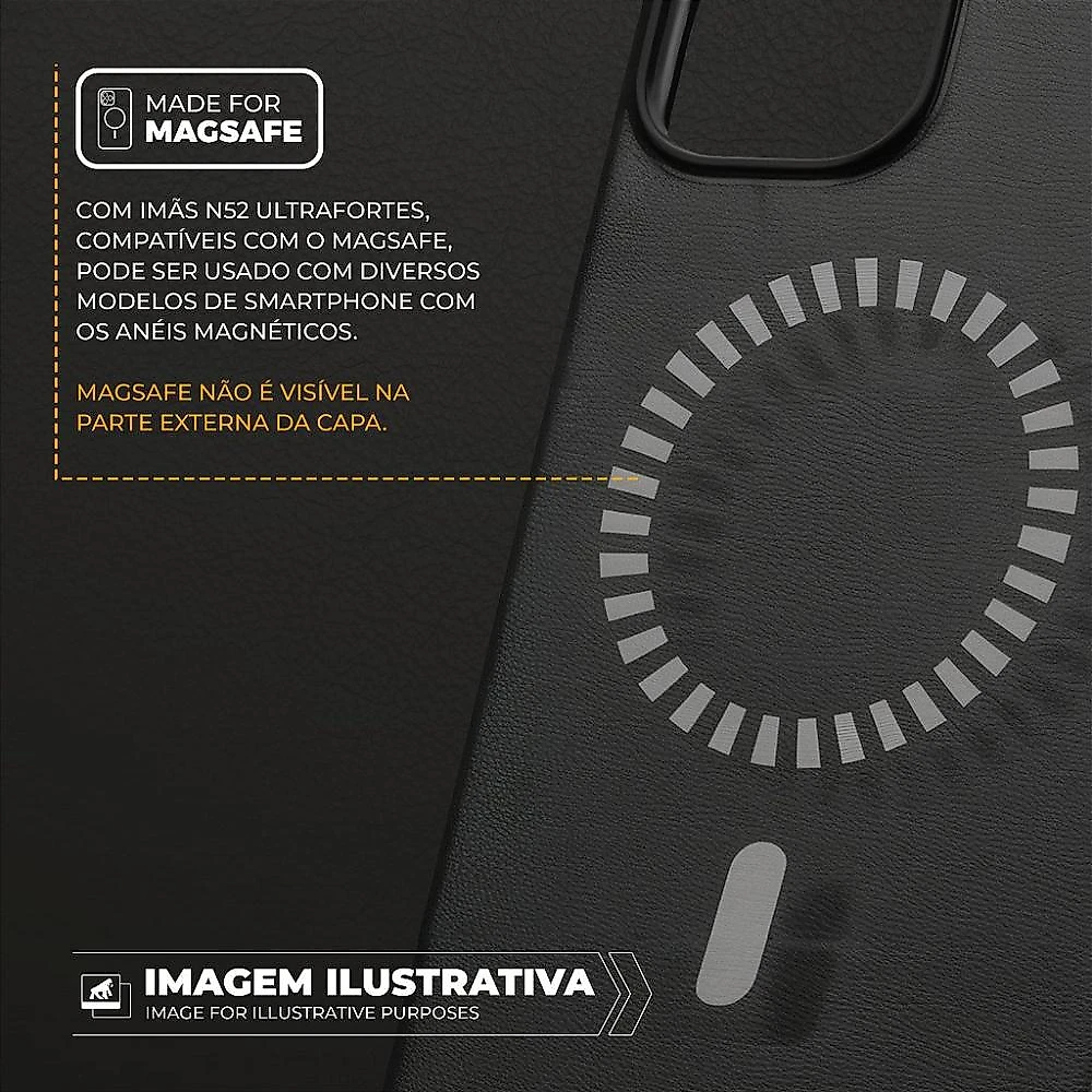 Capa para iPhone 14 Pro Max - Couro Dual Magsafe Preta - Gshield