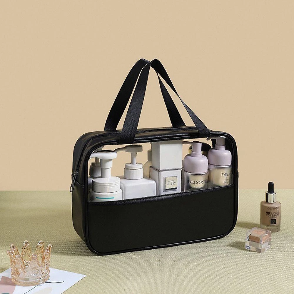 Bolsa Necessaire para Maquiagem Transparente à Prova de Águas em PVC Preto OEM