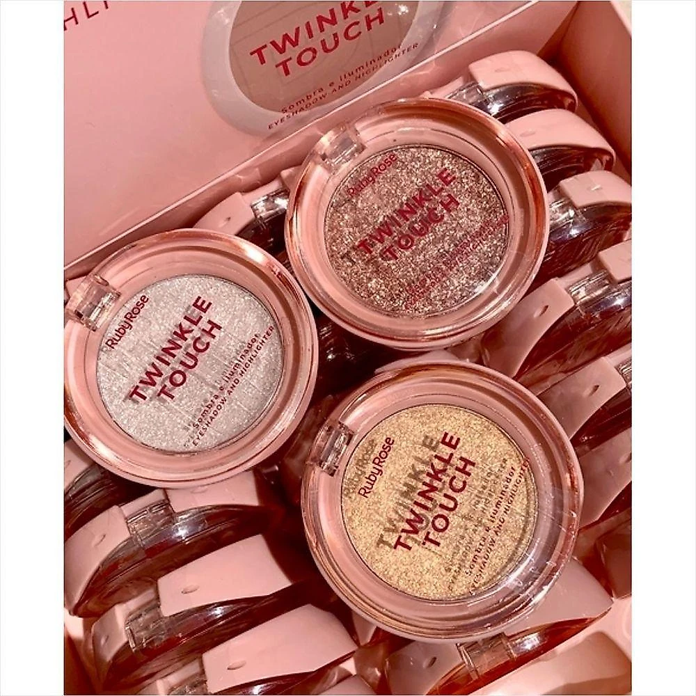Sombra e Iluminador Twinkle Touch HBM1004 2 em 1 com Brilho Radiante Pink Luster Ruby Rose