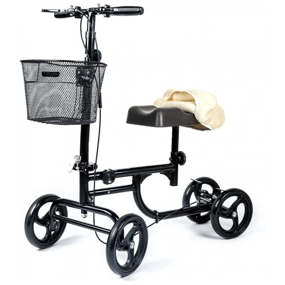 Andador de joelho Scooter de recuperação de tornozelo e pé lesionado Andador de joelho dobrável leve para adultos Cad...