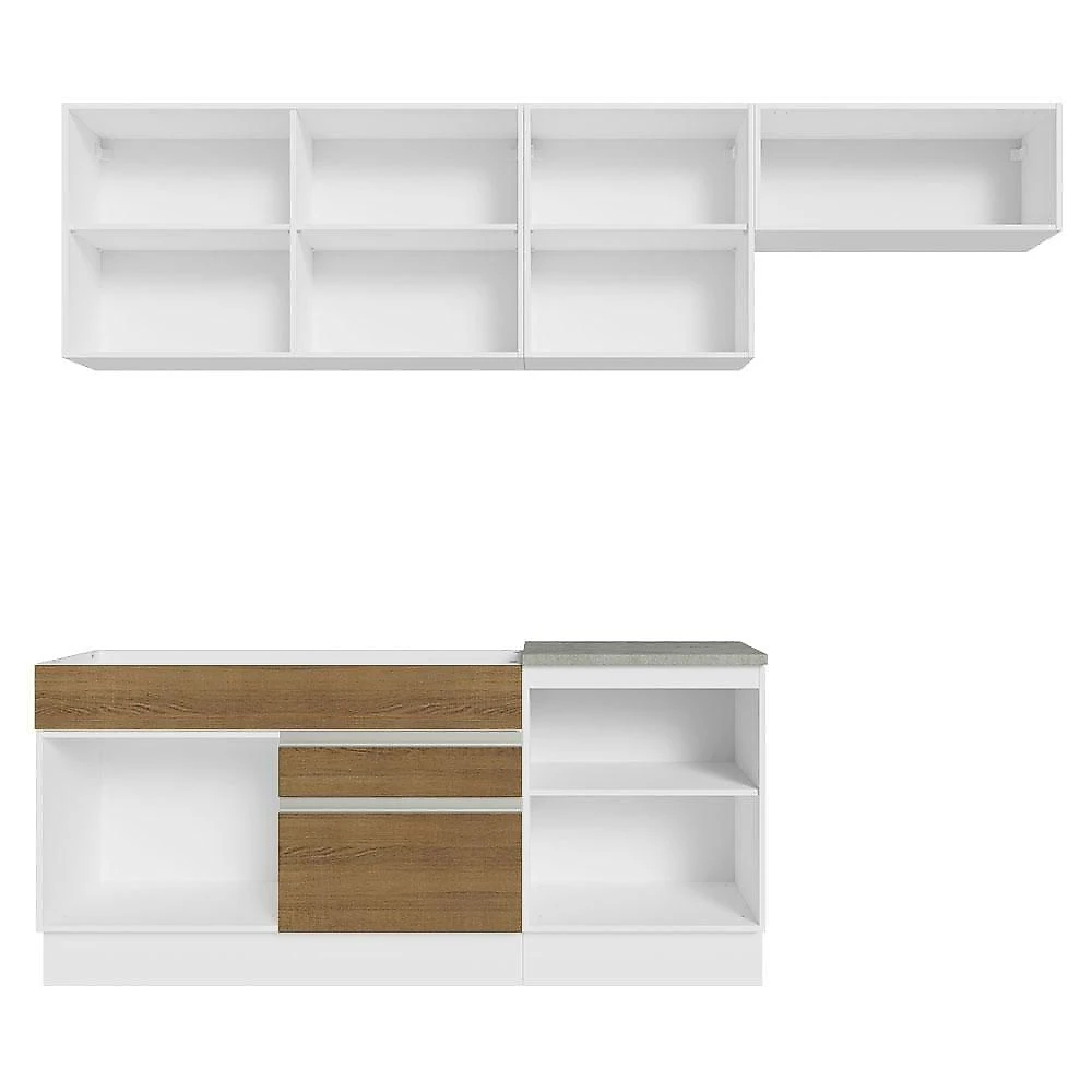 Armário De Cozinha Completa 260cm Branco/rustic Madesa