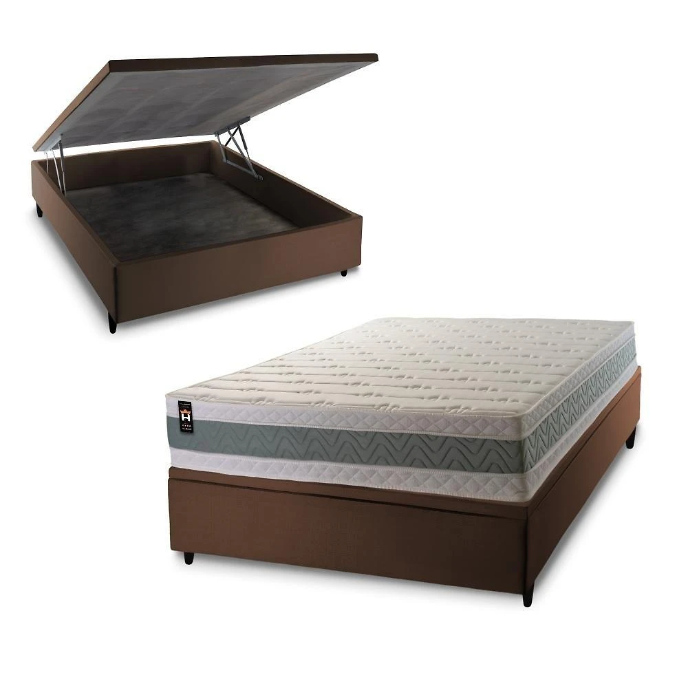 Conjunto Box Baú Oxford 138x188 Verde Espuma D33 King House