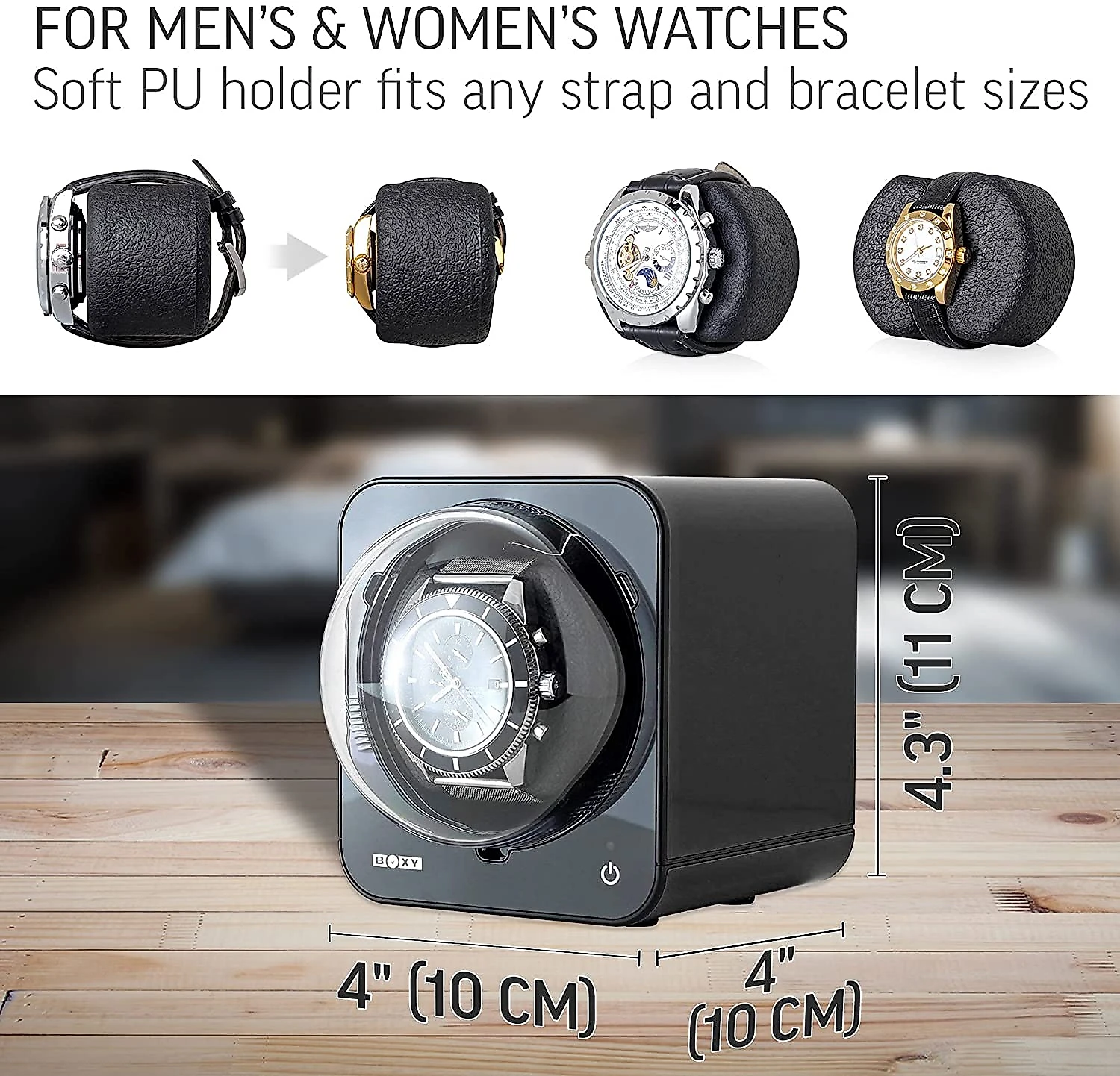 Abest Boxy CaixaEstojo Rotativo Automático para Relógios 1 L ugar Preto