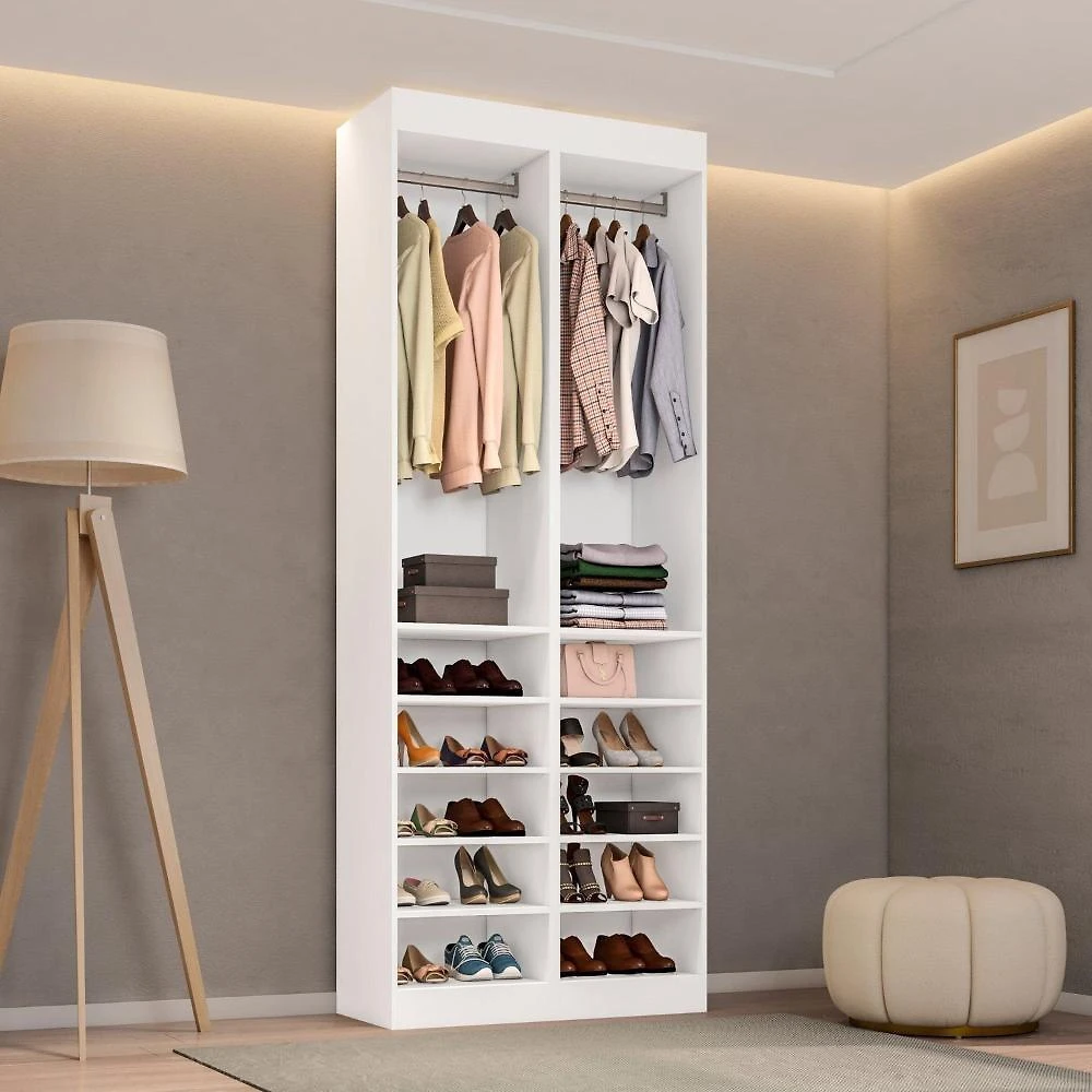 Guarda-Roupa 2 Módulos Roupeiro Closet Sapateira sem Porta Versatille Yescasa Branco
