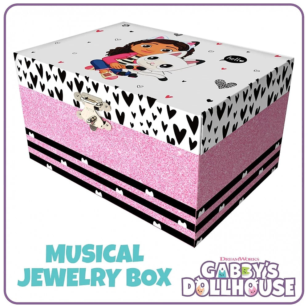 Mini Treasures Caixa de Joias Musical Gabbys Dollhouse para Meninas - Caixa Musical com Figura Giratória da Pandy Paws, Brinquedos Gabbys Dollhouse