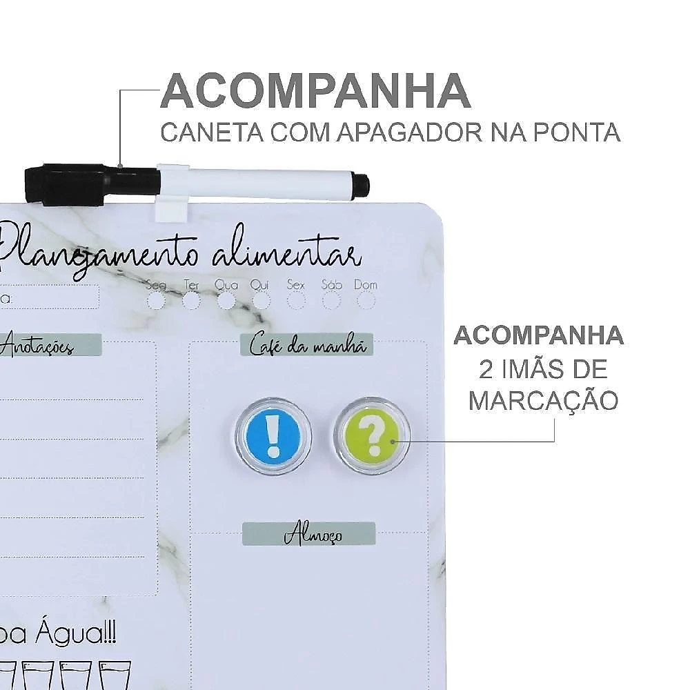 Cardapio Semanal Lousa Planejamento Alimentacao Magnetica Planner Dieta Quadro Anotacoes Refeicao Imas Caneta