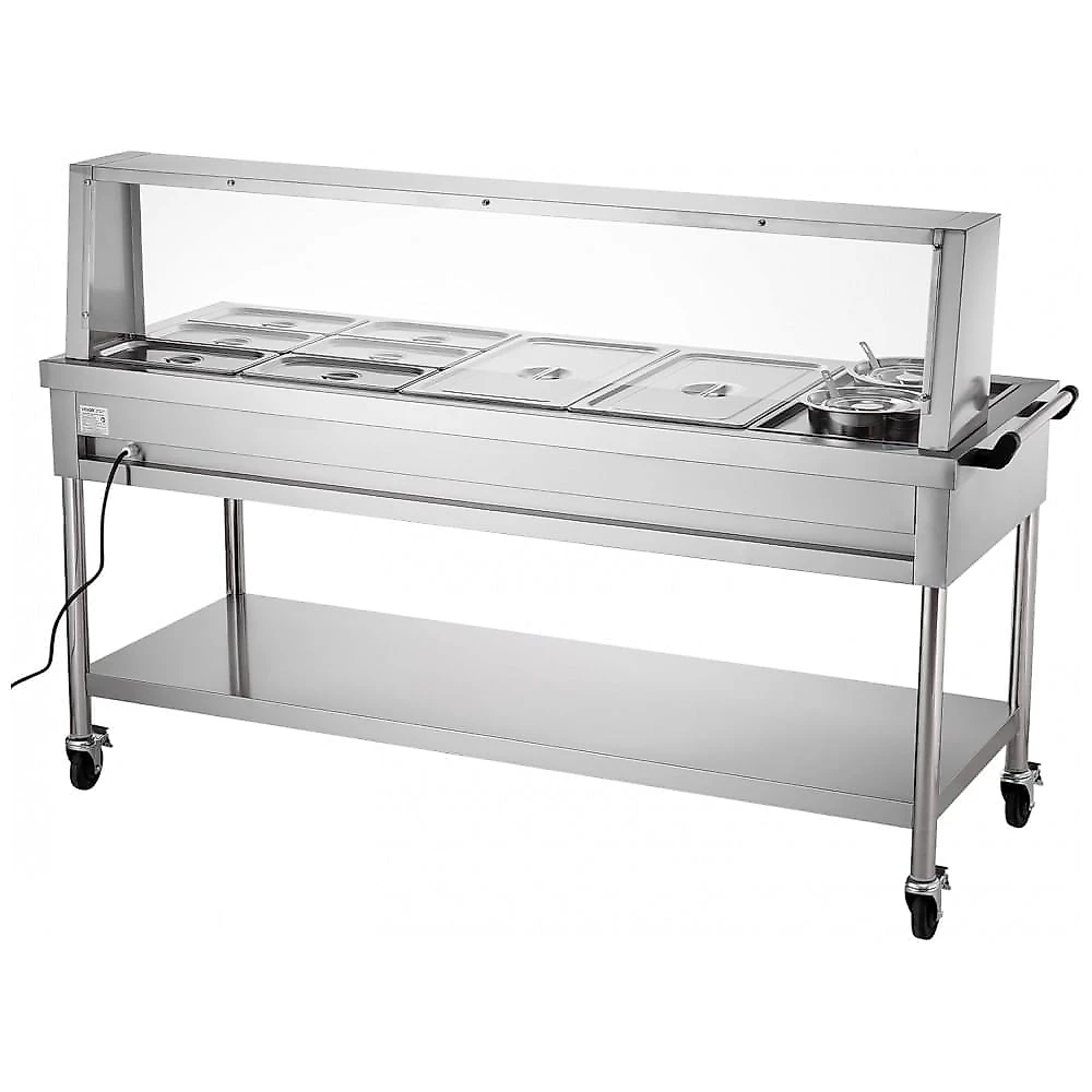 Balcão Térmico VEVOR Inox 8 Cubas + 2 Potes Buffet Profissional 1800W 110V