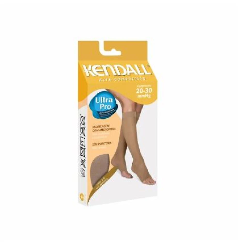 Meia Curta 3/4 Alta Compressão Kendall Microfibra Sem Ponteira Mel Grande