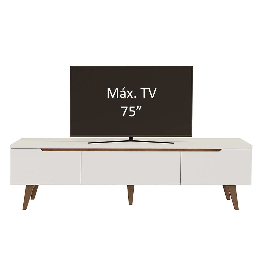 Rack para TV até 75 Polegadas Madesa Brest 2 Portas 1 Gaveta Branco Branco