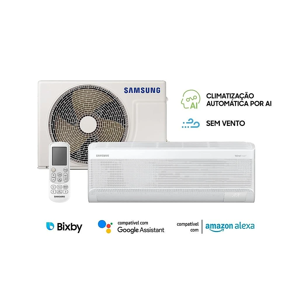Ar-Condicionado Split Inverter 18000 BTUs Samsung WindFree AI Wi-Fi High Wall Quente e Frio AR60F18C1AWNAZ/AR60F18C1AWXAZ 220V