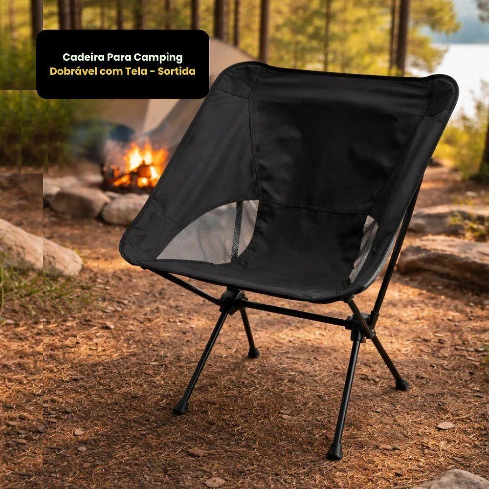 Cadeira de Camping Portátil Dobrável Tecido Oxford 100kg Top Rio Comercial