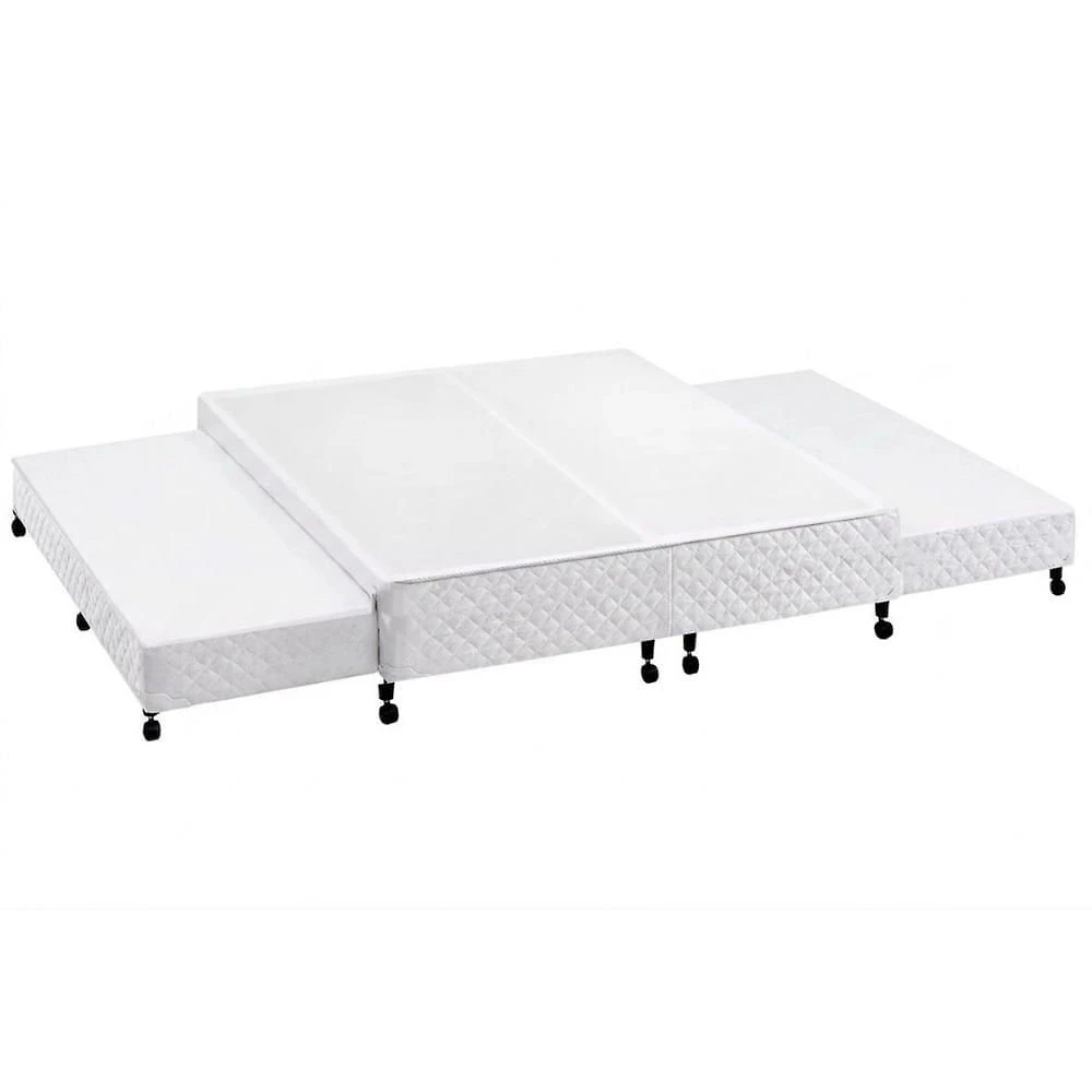 Cama Box Base Queen Poli White Tecido Branco Colchões Castor