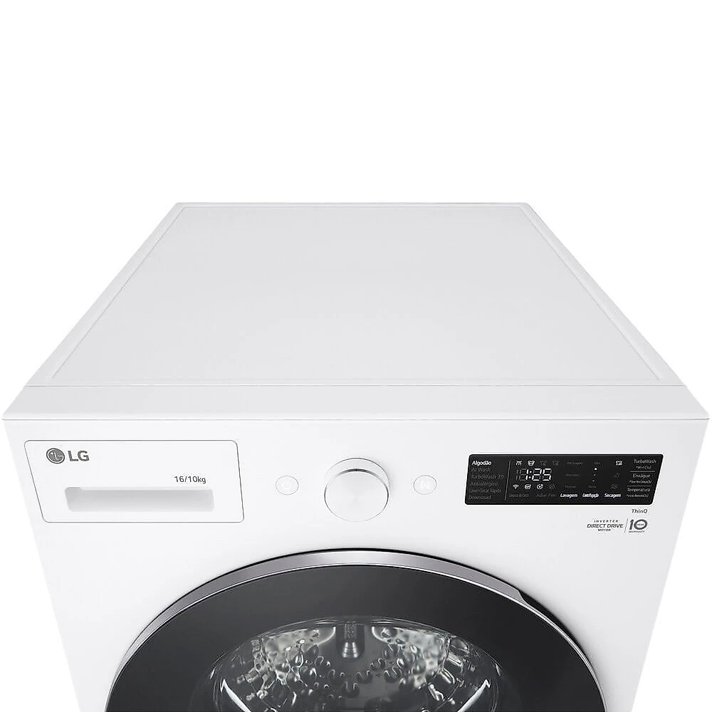 Lava e Seca WD16WNT 16 Kg ou 10 Kg Touch LED AI Front Load LG Branco - 110V