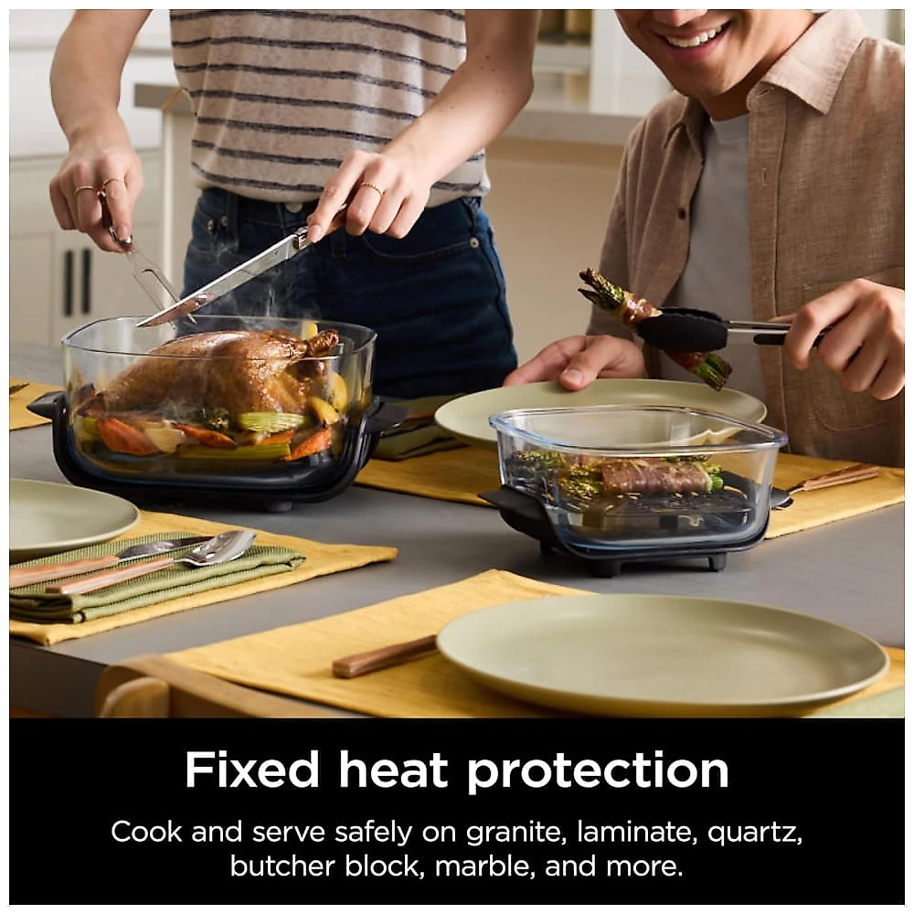 Fritadeira Elétrica Air Fryer Tudo em Um com 2 Recipientes de Vidro 3.7L e 1.4L e Tampas, 110V 1500W, Ninja Crispi FN101GY, Cinza 110v