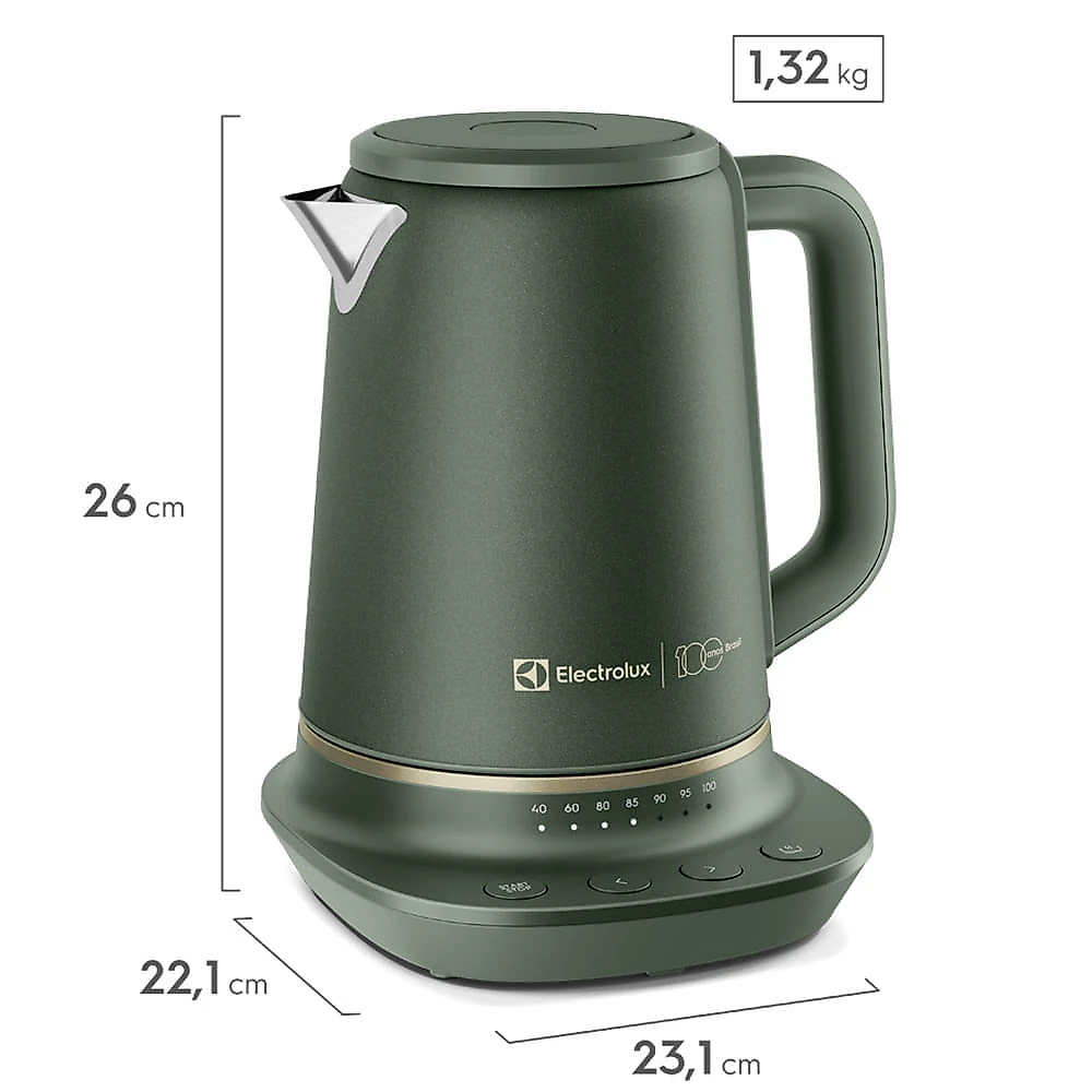 Chaleira Elétrica Electrolux 1,7L Verde Linha 100 Anos Celebre - EKP75 110