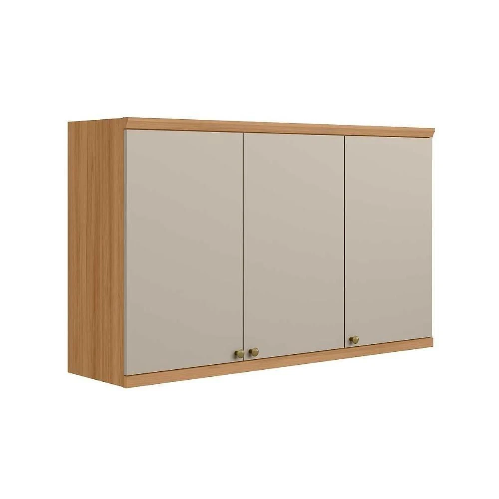 Armário Aéreo Cozinha Modulado Selene C- 3 Portas 120cm Jequitiba-off White Fosco - Linea Brasil