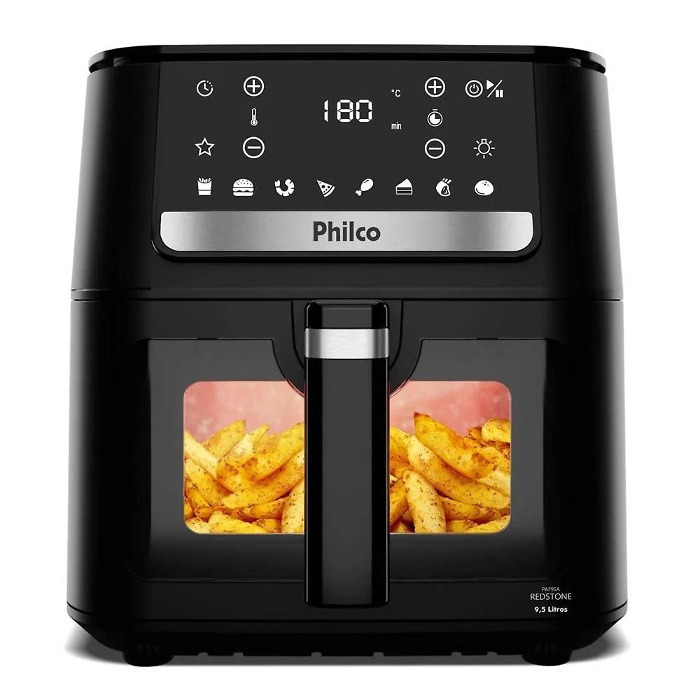 Air Fryer Philco 9,5 Litros Visor Glass Redstone PAF95A - 110V