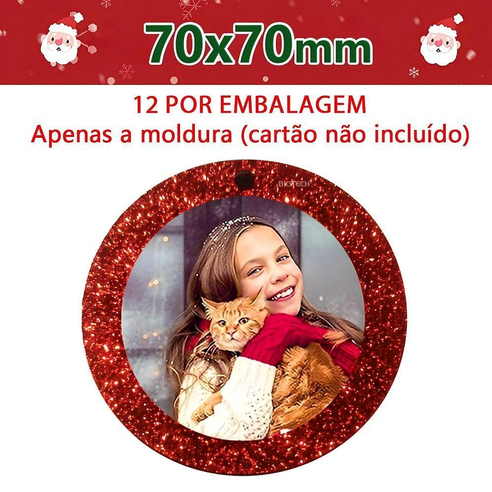 Moldura Pendente de Natal Redonda HX639 Vermelho Tudo em Caixa